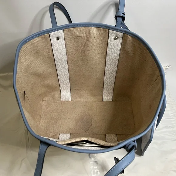 Michael Kors EVA Large Logo Stripe Tote Bag & Pouch MSRP $298